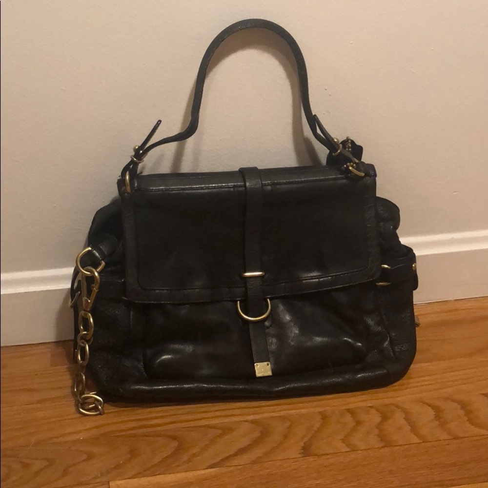 COACH black leather shoulder bag